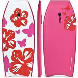 Bodyboard mit Fuss - Zugseil, Schwimmbrett Erfüllt, Surfboard bis zu 85 kg Belastbar, Schwimmhilfe, 105 x 51 cm, für Kinder & Erwachse - Goplus