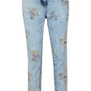 Jeans mit floraler Stickerei