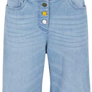 Komfort-Stretch-Jeans-Bermuda mit Stickerei und Bequembund