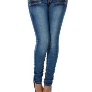 MEMZORO Skinny-fit-Jeans Skinny Jeans mit coolem Knitter-Detail Dunkelblau 38 High Waist, 5-Pocket-Style