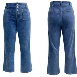 RUZU UG Dehnbund-Jeans Vielseitige Damenhose mit hohem Bund und weitem Bein und Jeans