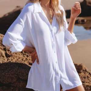RUZU UG Shirttop Strickjacke im Hemdstil, Sonnenschutzkleidung, Bikini-Überzug (1-tlg)