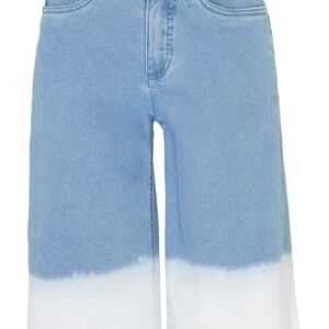Wide Leg Jeans, Mid Waist, Bermuda Dip Dye