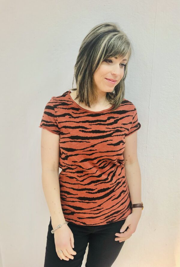 Munich Freedom Kurzarm Shirt mit Zebra-Print terracotta