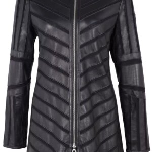 Gipsy Damen Langlederjacke GWNanni Lelev in black mit Mesh-Einsätzen