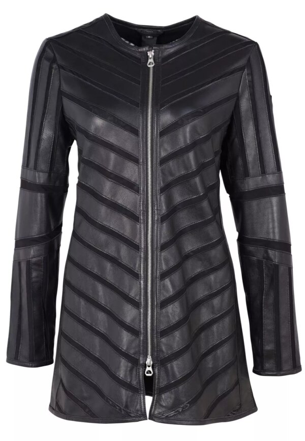 Gipsy Damen Langlederjacke GWNanni Lelev in black mit Mesh-Einsätzen