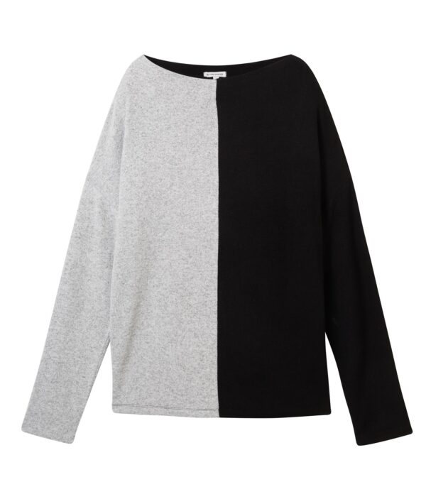 Tom Tailor Denim Pullover Colorblock black and grey