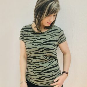 Munich Freedom Kurzarm Shirt mit Zebra-Print khaki